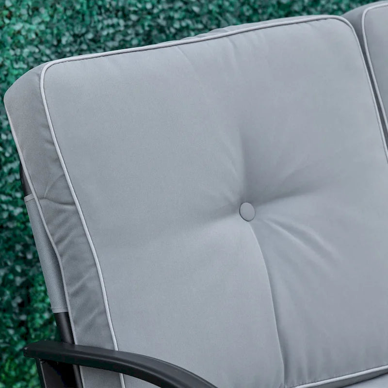 Outsunny Outdoor 2-Person Glider Rocking Chair with Cushions and Armrest for Backyard Garden