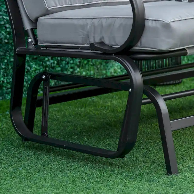 Outsunny Outdoor 2-Person Glider Rocking Chair with Cushions and Armrest for Backyard Garden
