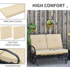 Outsunny Outdoor 2-Person Glider Rocking Chair with Cushions and Armrest for Backyard Garden