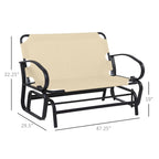 Outsunny Outdoor 2-Person Glider Rocking Chair with Cushions and Armrest for Backyard Garden