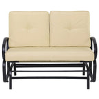 Outsunny Outdoor 2-Person Glider Rocking Chair with Cushions and Armrest for Backyard Garden