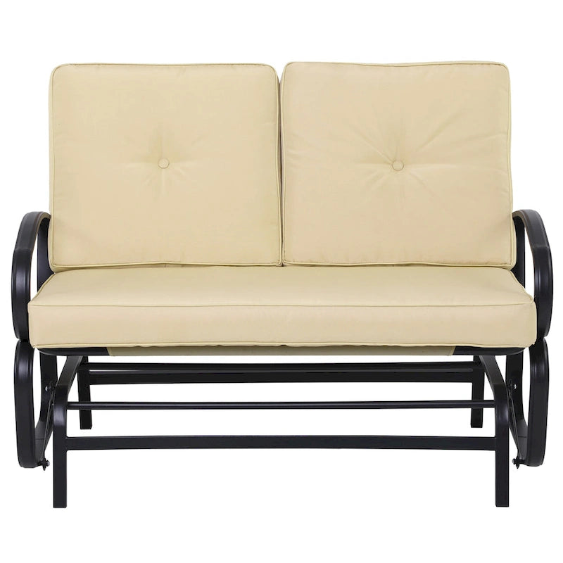 Outsunny Outdoor 2-Person Glider Rocking Chair with Cushions and Armrest for Backyard Garden