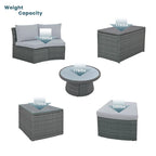 TOPMAX 10-Piece Outdoor Sectional Half Round Patio Rattan Sofa Set