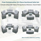 TOPMAX 10-Piece Outdoor Sectional Half Round Patio Rattan Sofa Set