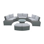 TOPMAX 10-Piece Outdoor Sectional Half Round Patio Rattan Sofa Set
