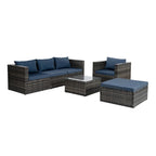 Outdoor Furniture 6 Set Wicker Furniture With Tempered Glass Coffee Table