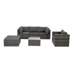 Outdoor Furniture 6 Set Wicker Furniture With Tempered Glass Coffee Table