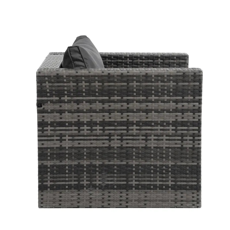 Outdoor Furniture 6 Set Wicker Furniture With Tempered Glass Coffee Table