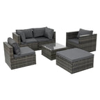 Outdoor Furniture 6 Set Wicker Furniture With Tempered Glass Coffee Table