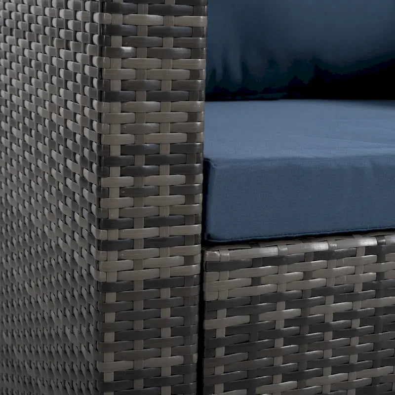 Outdoor Furniture 6 Set Wicker Furniture With Tempered Glass Coffee Table