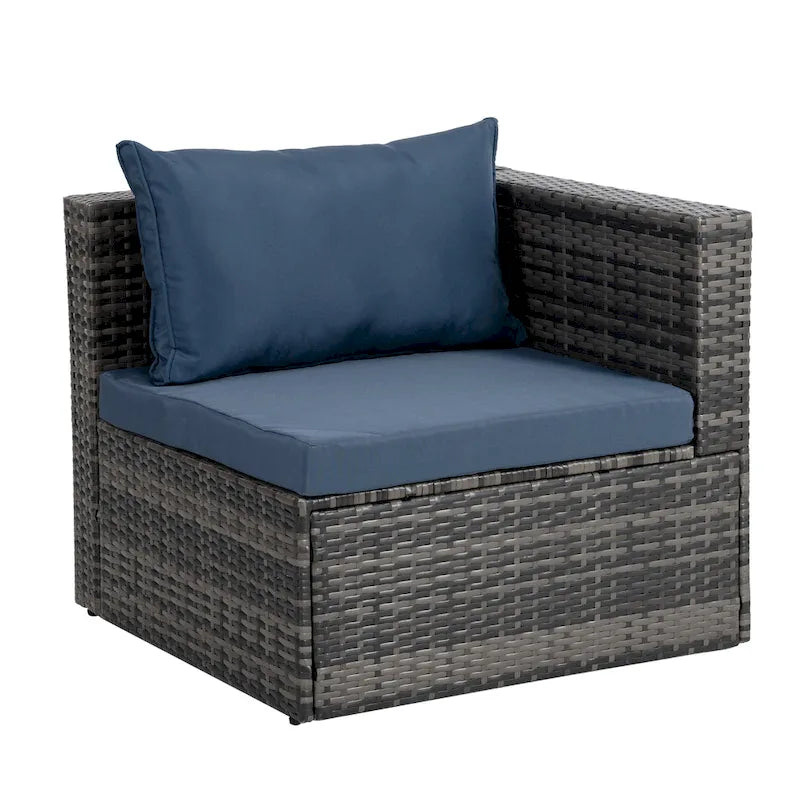 Outdoor Furniture 6 Set Wicker Furniture With Tempered Glass Coffee Table