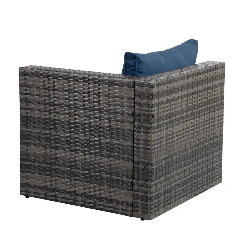 Outdoor Furniture 6 Set Wicker Furniture With Tempered Glass Coffee Table