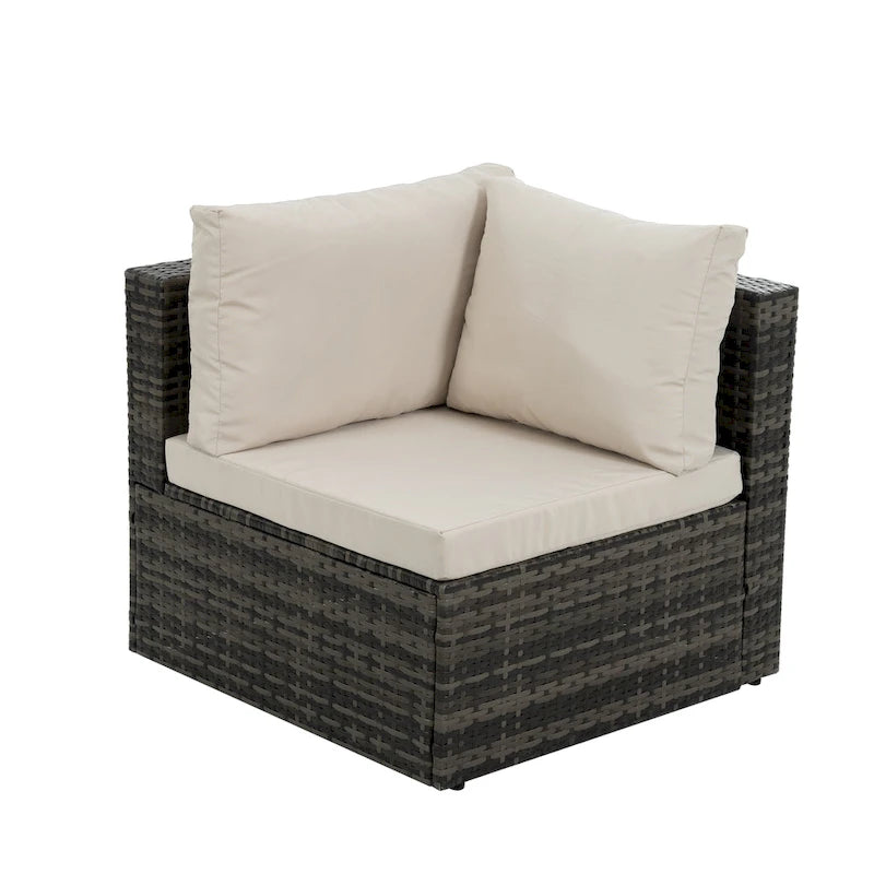 Outdoor Furniture 6 Set Wicker Furniture With Tempered Glass Coffee Table
