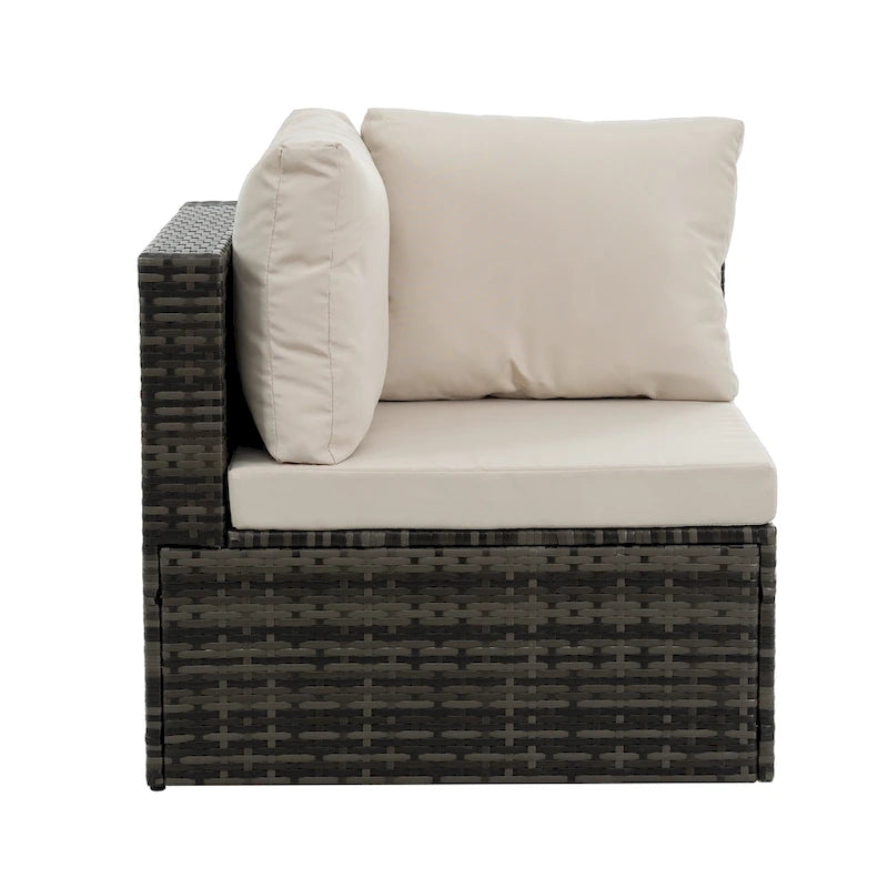 Outdoor Furniture 6 Set Wicker Furniture With Tempered Glass Coffee Table