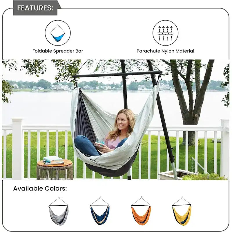 Ceara Patio Hammock Swing Chair With Carrying Pouch Portable Outdoor Hammock Tree Swing Seat For Travel Camping - 55 x 39 inch