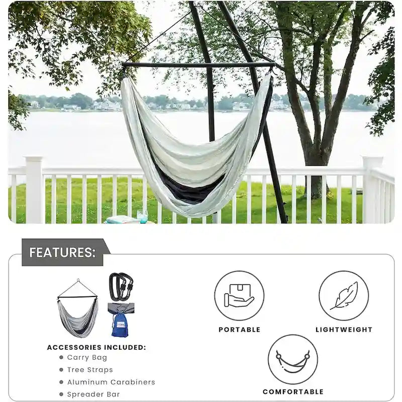 Ceara Patio Hammock Swing Chair With Carrying Pouch Portable Outdoor Hammock Tree Swing Seat For Travel Camping - 55 x 39 inch