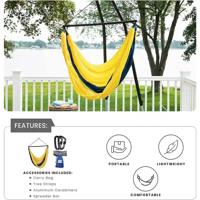 Ceara Patio Hammock Swing Chair With Carrying Pouch Portable Outdoor Hammock Tree Swing Seat For Travel Camping - 55 x 39 inch