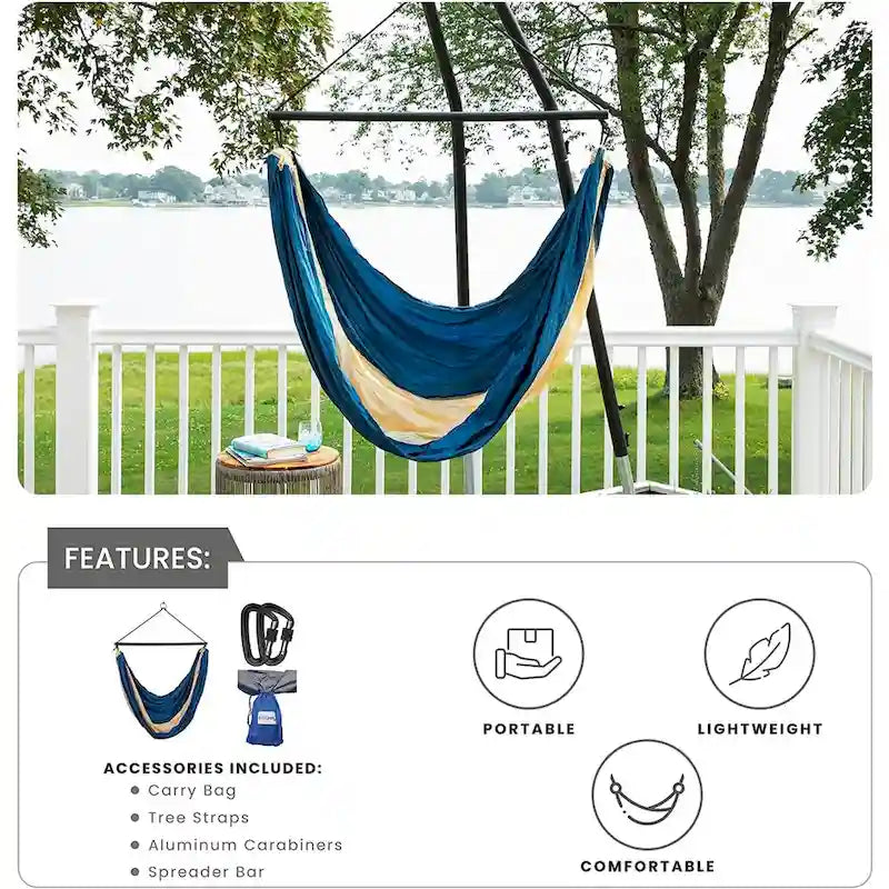 Ceara Patio Hammock Swing Chair With Carrying Pouch Portable Outdoor Hammock Tree Swing Seat For Travel Camping - 55 x 39 inch
