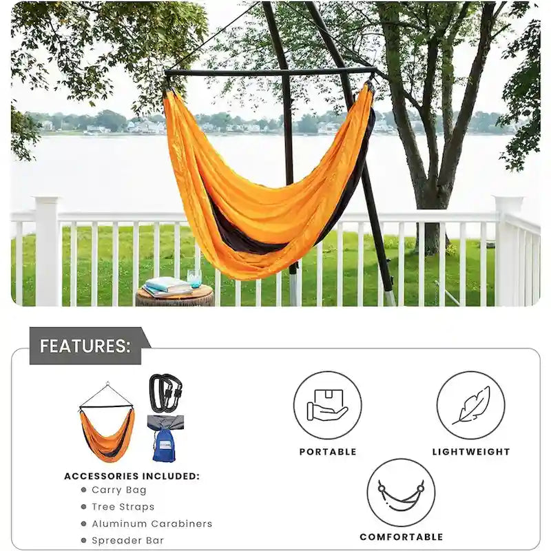Ceara Patio Hammock Swing Chair With Carrying Pouch Portable Outdoor Hammock Tree Swing Seat For Travel Camping - 55 x 39 inch