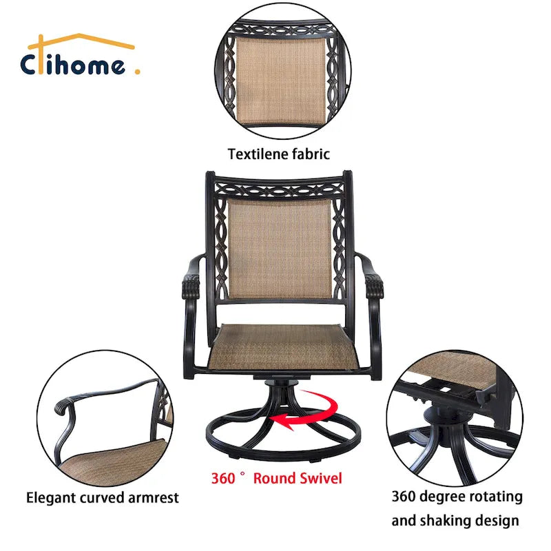 Clihome Aluminum Dining Chairs (Set of 2/4/6) With Rattan Cushion