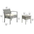 3-piece Patio Wicker Conversation?Set with Coffee Table