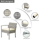 3-piece Patio Wicker Conversation?Set with Coffee Table