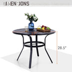 MAISON ARTS 5 Piece Metal Patio Dining Set, 4 Swivel Armrest Chairs with Cushion and 37.8   Round Table with 1.57   Umbrella Hole