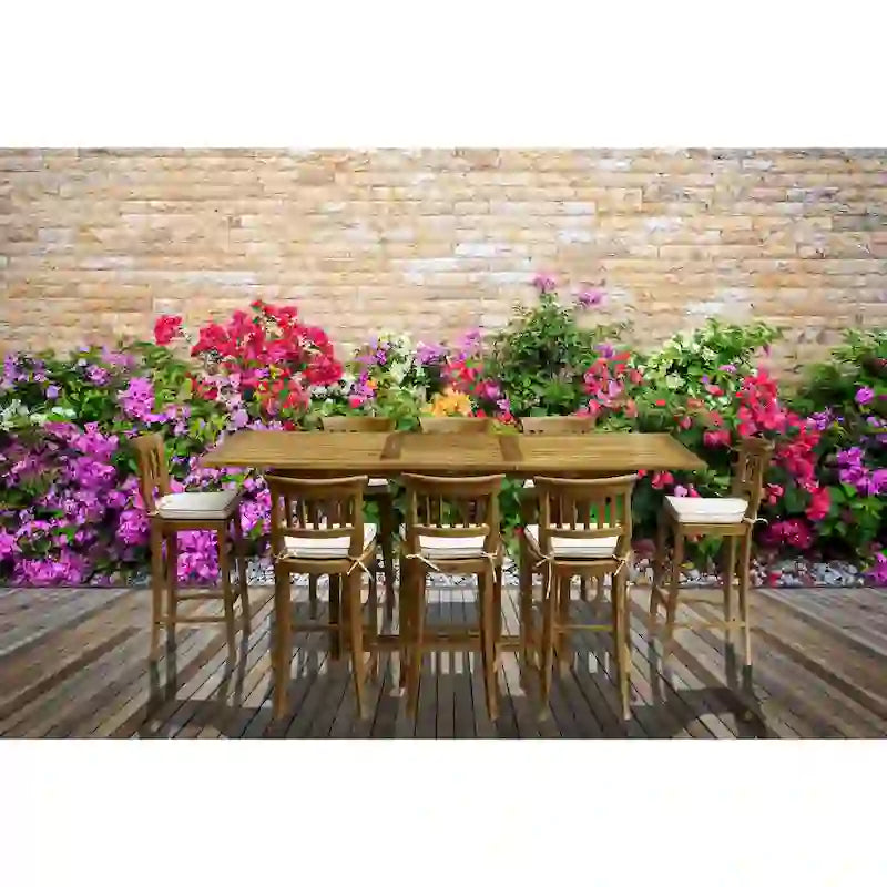 Chic Teak Elzas Rectangular Teak Wood Outdoor Extension Bar Table, 71 to 95 inch (Table Only)