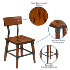 2 Pack Commercial Grade Rustic Antique Industrial Style Wood Dining Chair