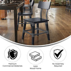2 Pack Commercial Grade Rustic Antique Industrial Style Wood Dining Chair