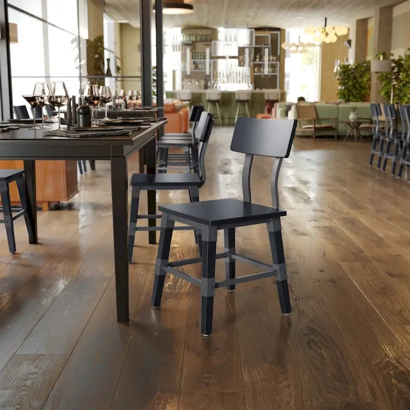 2 Pack Commercial Grade Rustic Antique Industrial Style Wood Dining Chair