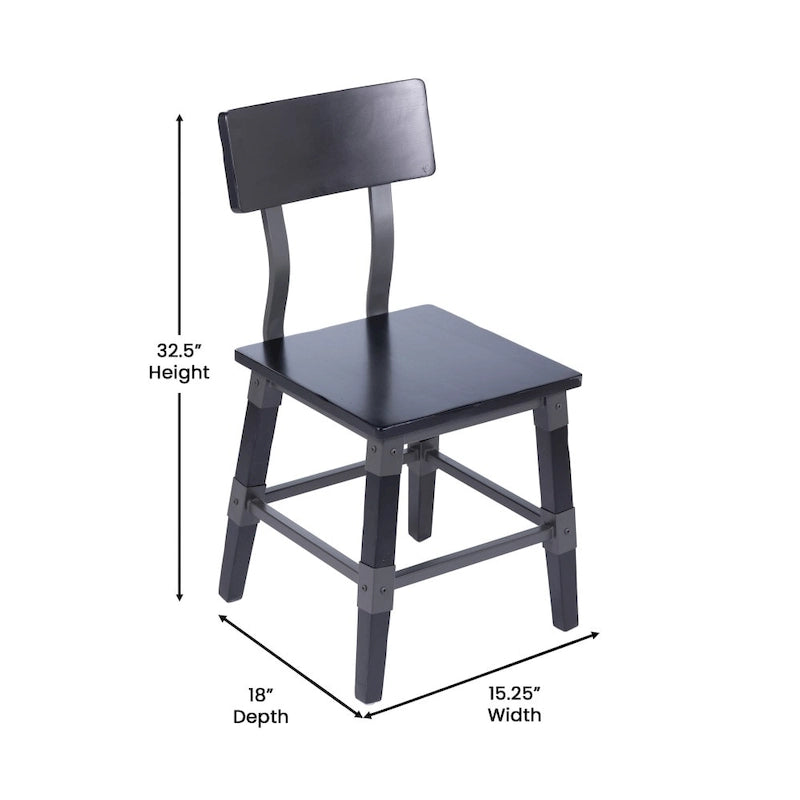 2 Pack Commercial Grade Rustic Antique Industrial Style Wood Dining Chair