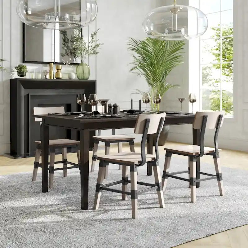 2 Pack Commercial Grade Rustic Antique Industrial Style Wood Dining Chair