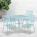 28   Square Indoor-Outdoor Steel Patio Table Set with 4 Square Back Chairs