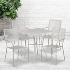 28   Square Indoor-Outdoor Steel Patio Table Set with 4 Square Back Chairs