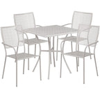 28   Square Indoor-Outdoor Steel Patio Table Set with 4 Square Back Chairs