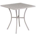 28   Square Indoor-Outdoor Steel Patio Table Set with 4 Square Back Chairs