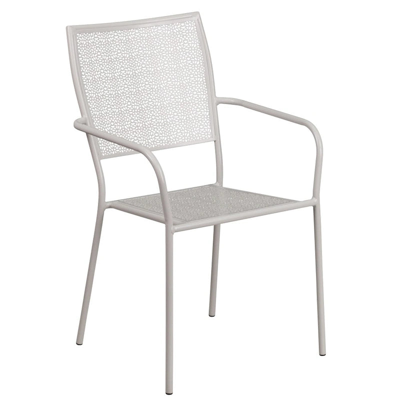 28   Square Indoor-Outdoor Steel Patio Table Set with 4 Square Back Chairs