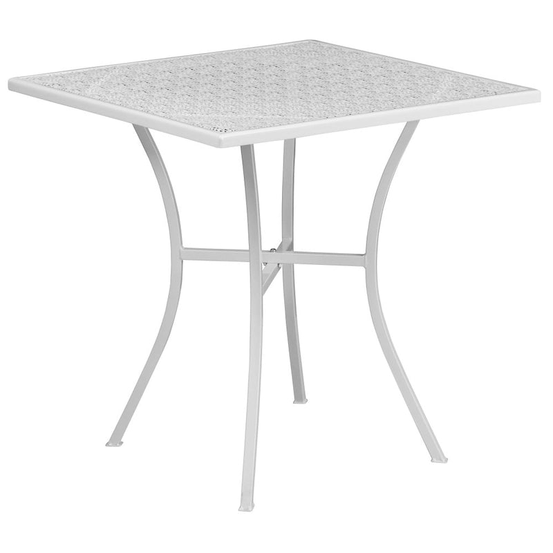 28   Square Indoor-Outdoor Steel Patio Table Set with 4 Square Back Chairs