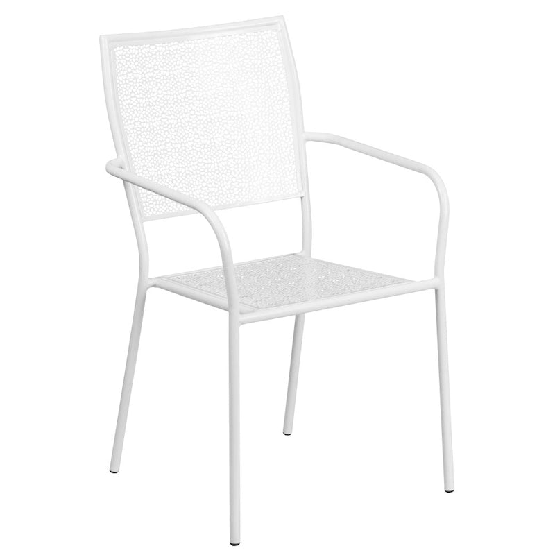 28   Square Indoor-Outdoor Steel Patio Table Set with 4 Square Back Chairs