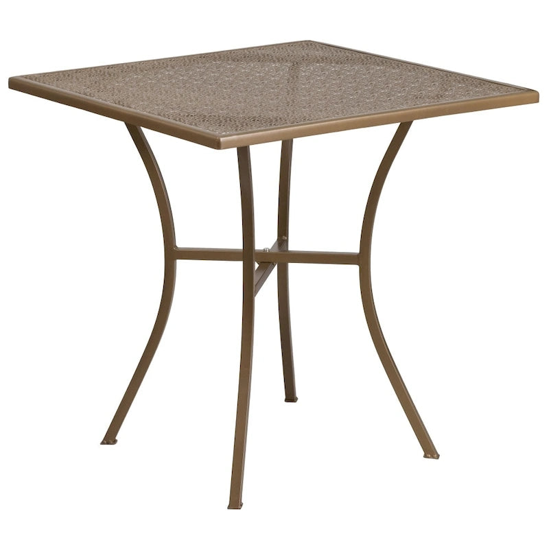 28   Square Indoor-Outdoor Steel Patio Table Set with 4 Square Back Chairs