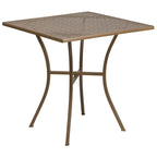 28   Square Indoor-Outdoor Steel Patio Table Set with 4 Square Back Chairs