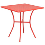 28   Square Indoor-Outdoor Steel Patio Table Set with 4 Square Back Chairs