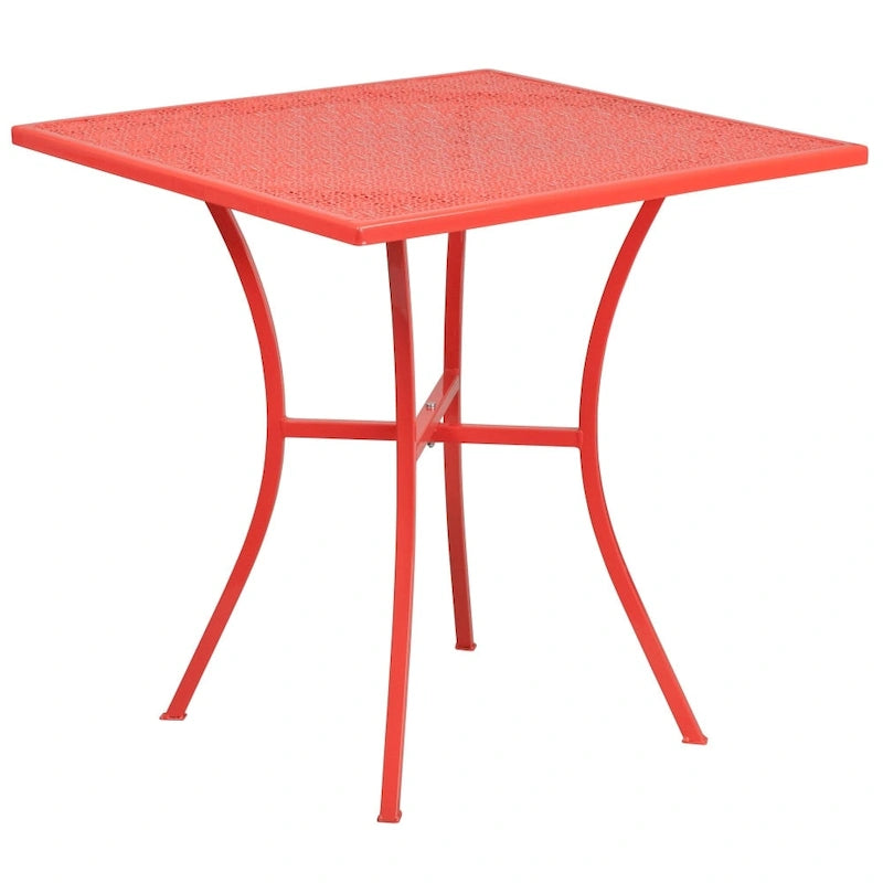 28   Square Indoor-Outdoor Steel Patio Table Set with 4 Square Back Chairs