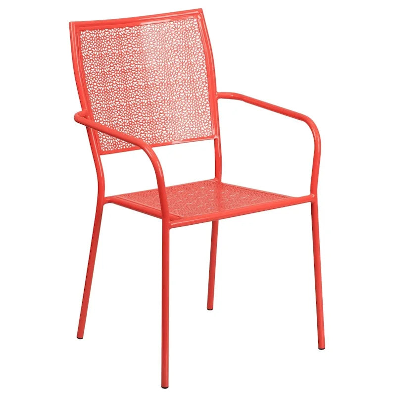 28   Square Indoor-Outdoor Steel Patio Table Set with 4 Square Back Chairs