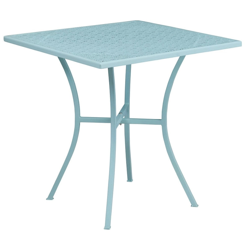 28   Square Indoor-Outdoor Steel Patio Table Set with 4 Square Back Chairs