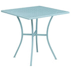 28   Square Indoor-Outdoor Steel Patio Table Set with 4 Square Back Chairs