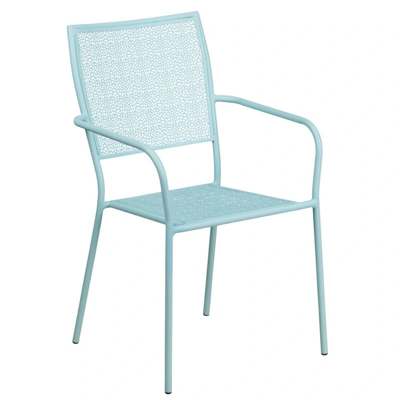 28   Square Indoor-Outdoor Steel Patio Table Set with 4 Square Back Chairs