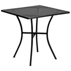 28   Square Indoor-Outdoor Steel Patio Table Set with 4 Square Back Chairs
