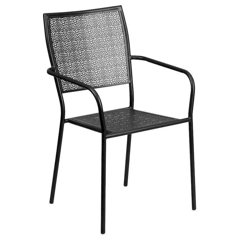 28   Square Indoor-Outdoor Steel Patio Table Set with 4 Square Back Chairs